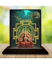 Car Dashboard Tripura Sundari Wooden Photo Stand  3x4 Inches, Compact & Stylish Spiritual Display For Car, Home & Office (Pack Of 1) (F49671)