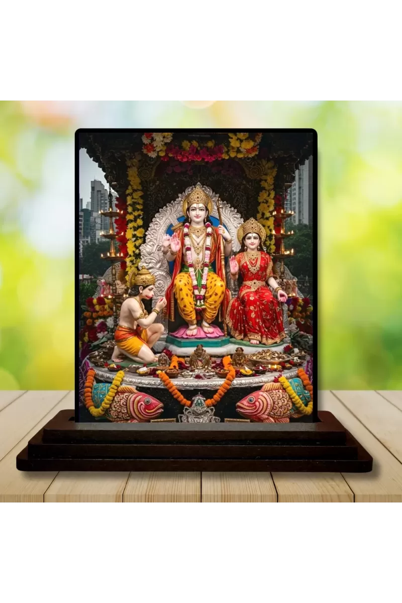 Car Dashboard Lord Ganesha Wooden Photo Stand  3x4 Inches, Compact & Stylish Spiritual Display For Car, Home & Office (Pack Of 1) (F49672)
