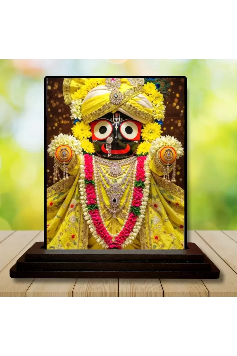 Car Dashboard Jagannatha Wooden Photo Stand  3x4 Inches, Compact & Stylish Spiritual Display For Car, Home & Office (Pack Of 1) (F49676)