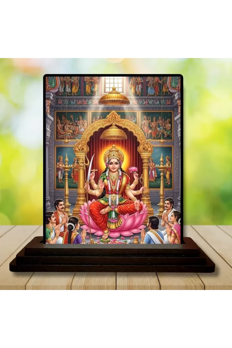 Car Dashboard Lakshmi Wooden Photo Stand  3x4 Inches, Compact & Stylish Spiritual Display For Car, Home & Office (Pack Of 1) (F49678)