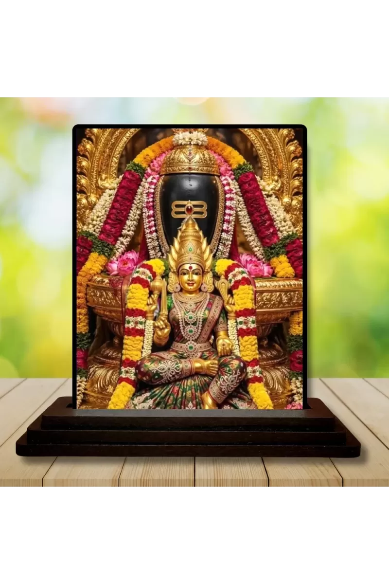 Car Dashboard Meenakshi Wooden Photo Stand  3x4 Inches, Compact & Stylish Spiritual Display For Car, Home & Office (Pack Of 1) (F49679)