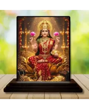 Car Dashboard Lakshmi Wooden Photo Stand  3x4 Inches, Compact & Stylish Spiritual Display For Car, Home & Office (Pack Of 1) (F49680)