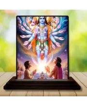 Car Dashboard Vishnu Wooden Photo Stand  3x4 Inches, Compact & Stylish Spiritual Display For Car, Home & Office (Pack Of 1) (F49681)