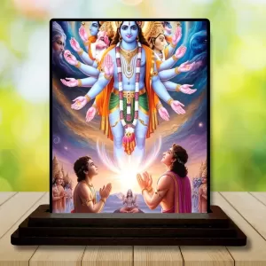 Car Dashboard Vishnu Wooden Photo Stand  3x4 Inches, Compact & Stylish Spiritual Display For Car, Home & Office (Pack Of 1) (F49681)