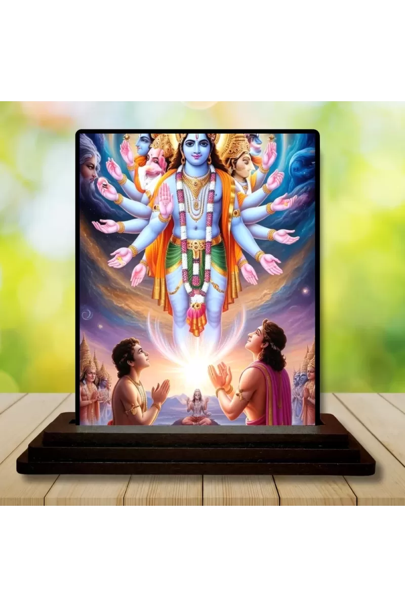 Car Dashboard Vishnu Wooden Photo Stand  3x4 Inches, Compact & Stylish Spiritual Display For Car, Home & Office (Pack Of 1) (F49681)