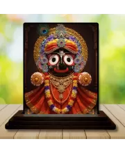 Car Dashboard Jagannatha Wooden Photo Stand  3x4 Inches, Compact & Stylish Spiritual Display For Car, Home & Office (Pack Of 1) (F49683)