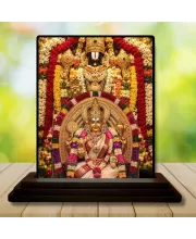 Car Dashboard Lord Tirupati And Mata Lakshmi Wooden Photo Stand  3x4 Inches, Compact & Stylish Spiritual Display For Car, Home & Office (Pack Of 1) (F49685)