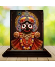 Car Dashboard Jagannatha Wooden Photo Stand  3x4 Inches, Compact & Stylish Spiritual Display For Car, Home & Office (Pack Of 1) (F49687)