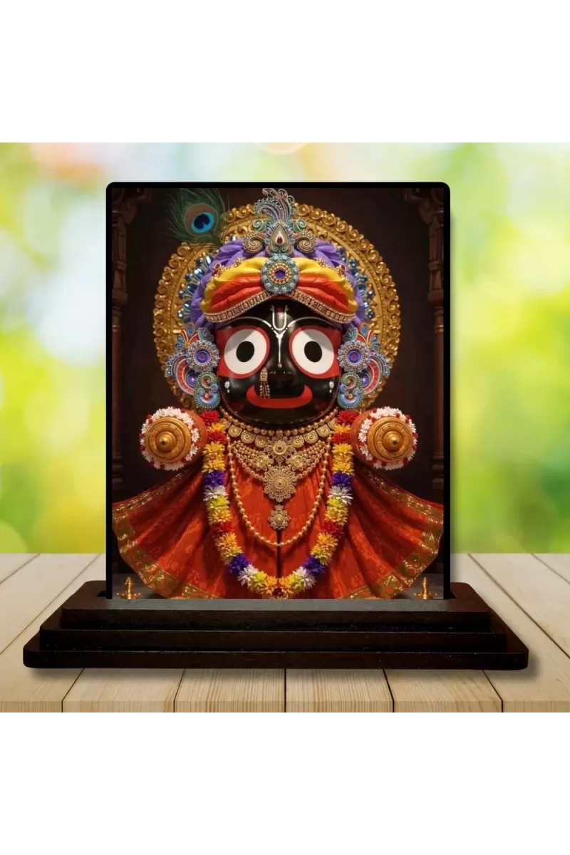 Car Dashboard Jagannatha Wooden Photo Stand  3x4 Inches, Compact & Stylish Spiritual Display For Car, Home & Office (Pack Of 1) (F49687)