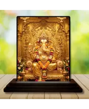 Car Dashboard Ganesha Wooden Photo Stand  3x4 Inches, Compact & Stylish Spiritual Display For Car, Home & Office (Pack Of 1) (F49688)