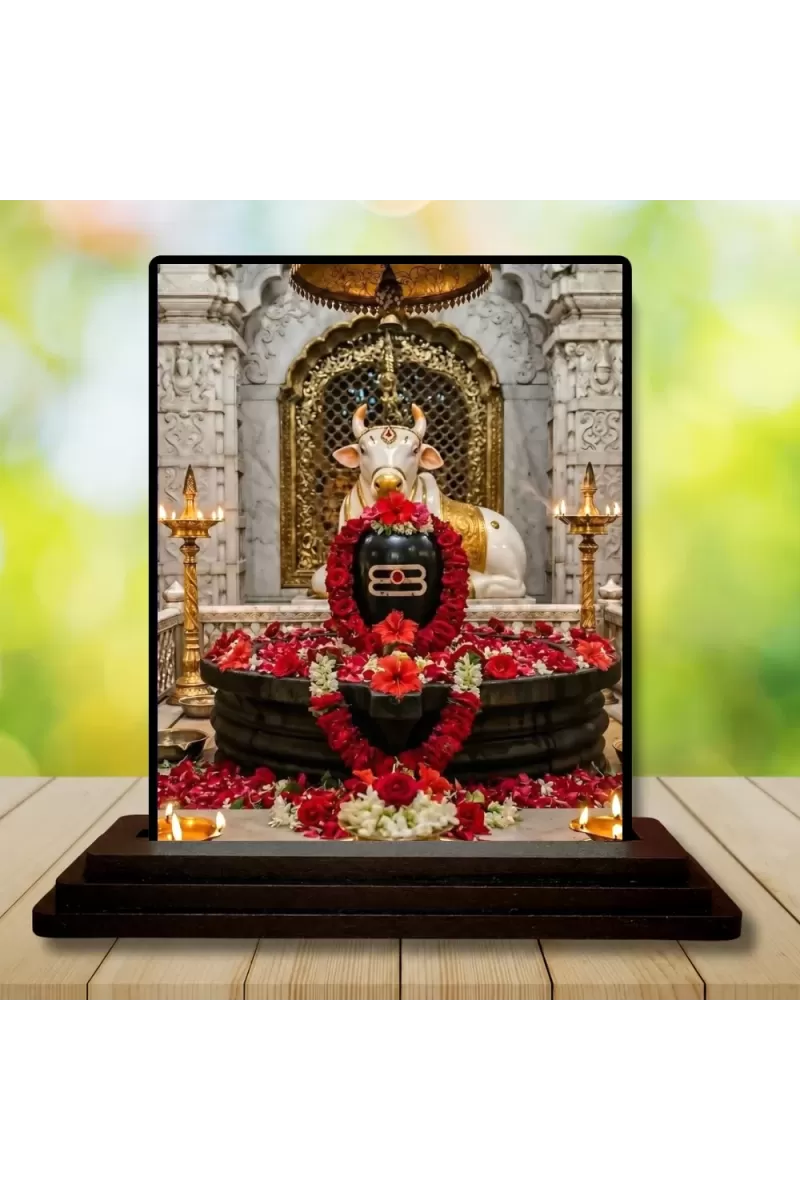 Car Dashboard Shiv ILnga Wooden Photo Stand  3x4 Inches, Compact & Stylish Spiritual Display For Car, Home & Office (Pack Of 1) (F49689)