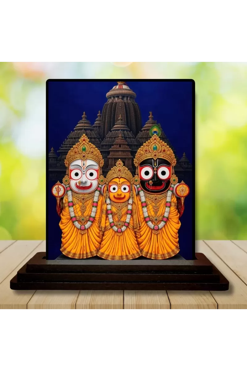 Car Dashboard Jagannatha Wooden Photo Stand  3x4 Inches, Compact & Stylish Spiritual Display For Car, Home & Office (Pack Of 1) (F49690)