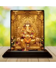 Car Dashboard Ganesha Wooden Photo Stand  3x4 Inches, Compact & Stylish Spiritual Display For Car, Home & Office (Pack Of 1) (F49691)