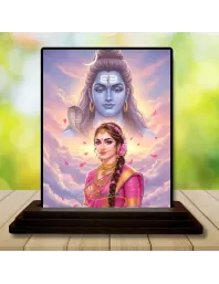 Car Dashboard Parvati Wooden Photo Stand  3x4 Inches, Compact & Stylish Spiritual Display For Car, Home & Office (Pack Of 1) (F49694)