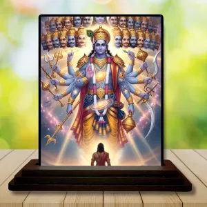 Car Dashboard Vishnu Wooden Photo Stand  3x4 Inches, Compact & Stylish Spiritual Display For Car, Home & Office (Pack Of 1) (F49695)