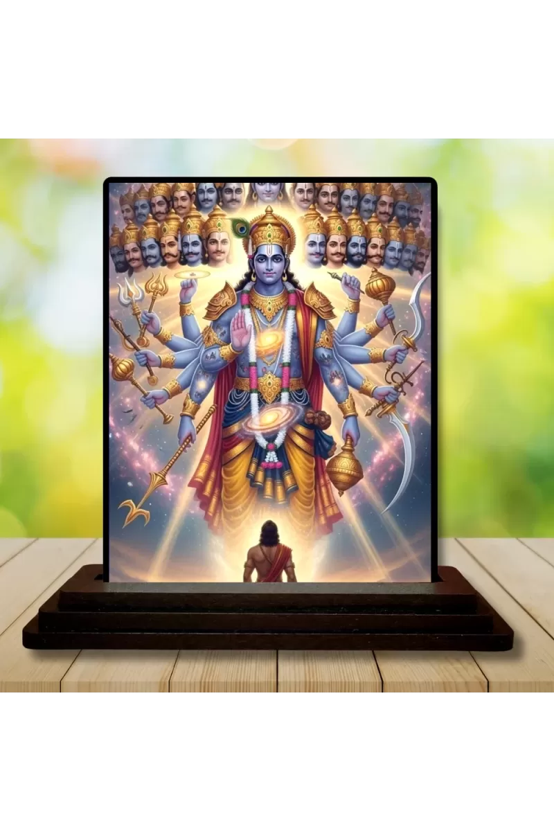 Car Dashboard Vishnu Wooden Photo Stand  3x4 Inches, Compact & Stylish Spiritual Display For Car, Home & Office (Pack Of 1) (F49695)