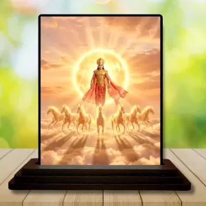 Car Dashboard Surya Wooden Photo Stand  3x4 Inches, Compact & Stylish Spiritual Display For Car, Home & Office (Pack Of 1) (F49696)