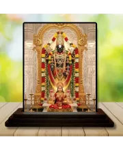 Car Dashboard Tirupati Balaji Wooden Photo Stand  3x4 Inches, Compact & Stylish Spiritual Display For Car, Home & Office (Pack Of 1) (F49698)