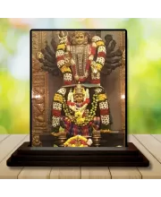 Car Dashboard Dhanvantari Wooden Photo Stand  3x4 Inches, Compact & Stylish Spiritual Display For Car, Home & Office (Pack Of 1) (F49699)
