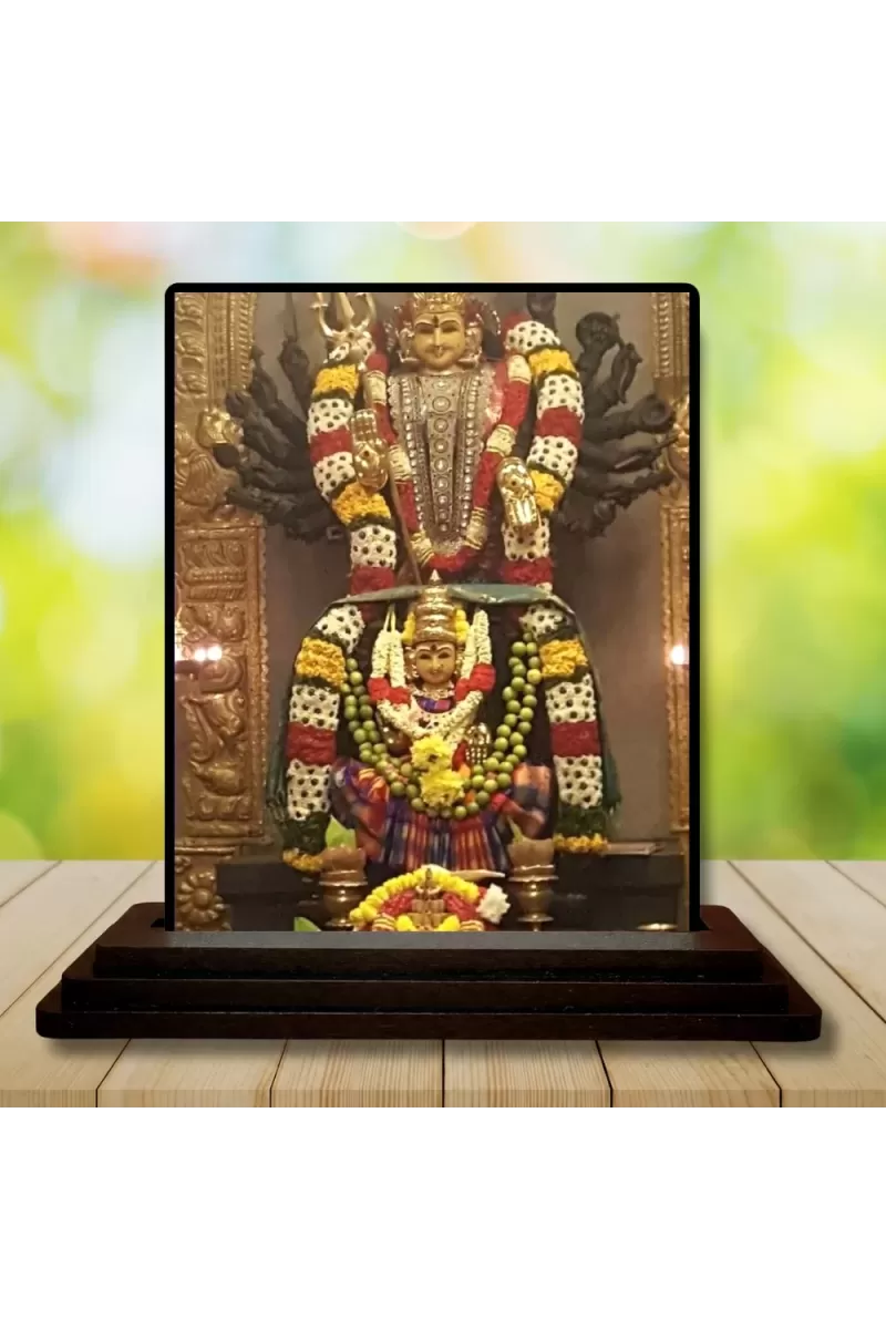 Car Dashboard Dhanvantari Wooden Photo Stand  3x4 Inches, Compact & Stylish Spiritual Display For Car, Home & Office (Pack Of 1) (F49699)