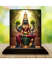 Car Dashboard Ayodhya Mata Wooden Photo Stand  3x4 Inches, Compact & Stylish Spiritual Display For Car, Home & Office (Pack Of 1) (F49700)