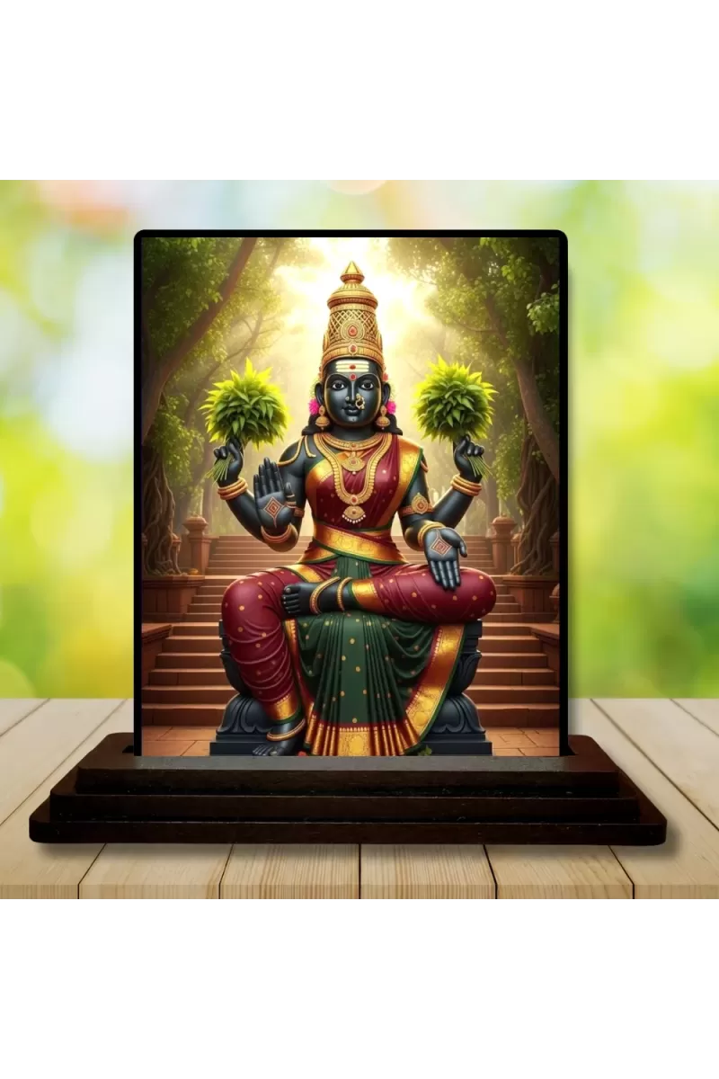 Car Dashboard Ayodhya Mata Wooden Photo Stand  3x4 Inches, Compact & Stylish Spiritual Display For Car, Home & Office (Pack Of 1) (F49700)