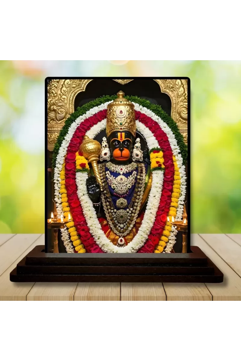 Car Dashboard Veerabhadra Wooden Photo Stand  3x4 Inches, Compact & Stylish Spiritual Display For Car, Home & Office (Pack Of 1) (F49702)