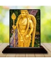 Car Dashboard Murugan Wooden Photo Stand  3x4 Inches, Compact & Stylish Spiritual Display For Car, Home & Office (Pack Of 1) (F49703)