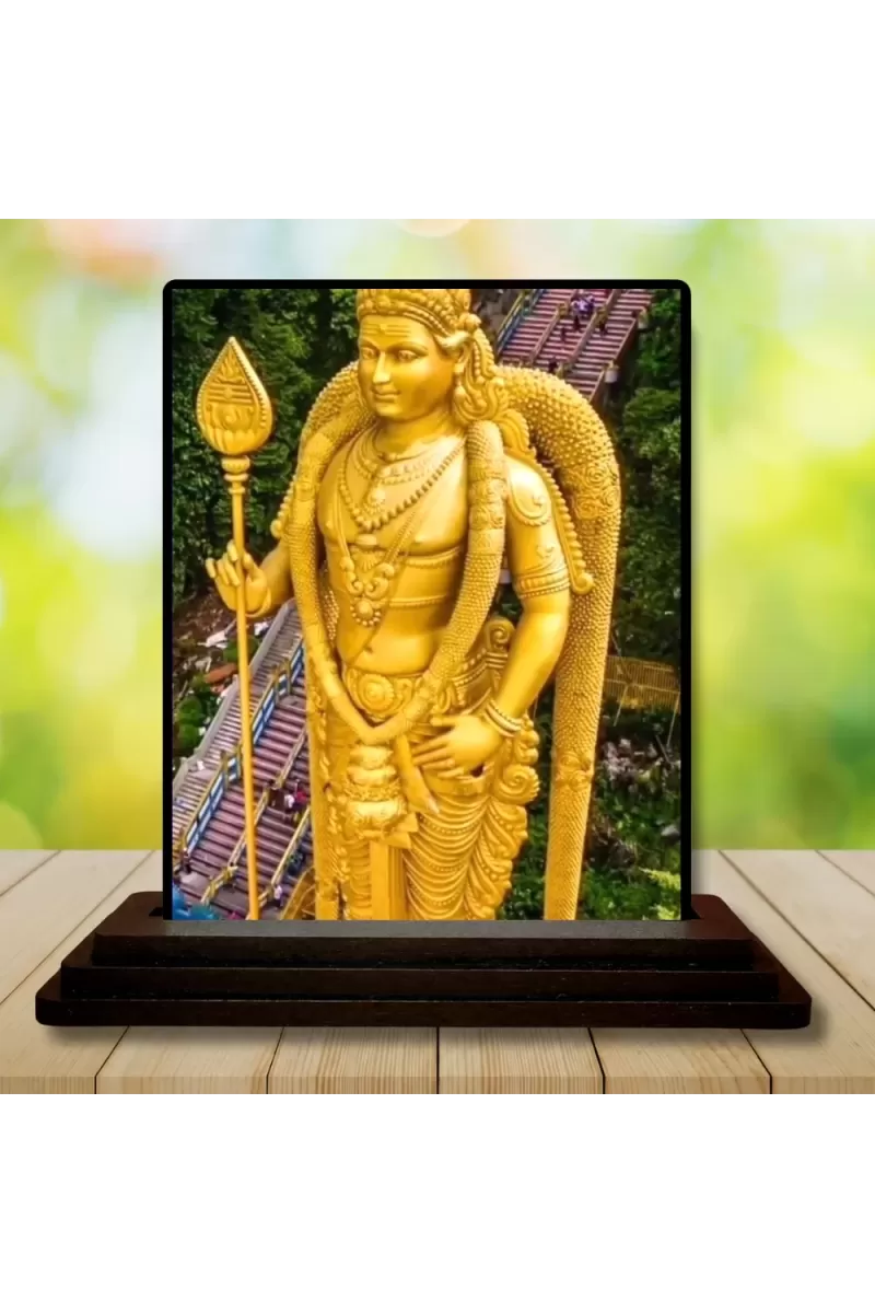 Car Dashboard Murugan Wooden Photo Stand  3x4 Inches, Compact & Stylish Spiritual Display For Car, Home & Office (Pack Of 1) (F49703)