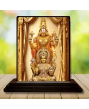 Car Dashboard Lakshmi-Narayana Wooden Photo Stand  3x4 Inches, Compact & Stylish Spiritual Display For Car, Home & Office (Pack Of 1) (F49705)
