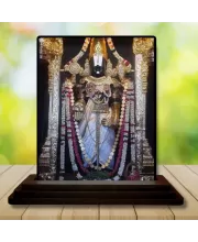 Car Dashboard Venkateswara Wooden Photo Stand  3x4 Inches, Compact & Stylish Spiritual Display For Car, Home & Office (Pack Of 1) (F49707)