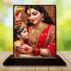 Car Dashboard Goddess Durga Wooden Photo Stand 3x4 Inches, Compact & Stylish Spiritual Display For Car, Home & Office (Pack Of 1) (F49710) Car Dashboard Goddess Durga Wooden Photo Stand 3x4 Inches, Compact & Stylish Spiritual Display For Car, Home & Office (Pack Of 1) (F49710)