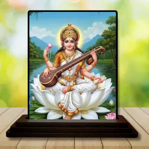Car Dashboard Saraswati Wooden Photo Stand 3x4 Inches, Compact & Stylish Spiritual Display For Car, Home & Office (Pack Of 1) (F49713) Car Dashboard Saraswati Wooden Photo Stand 3x4 Inches, Compact & Stylish Spiritual Display For Car, Home & Office (Pack Of 1) (F49713)