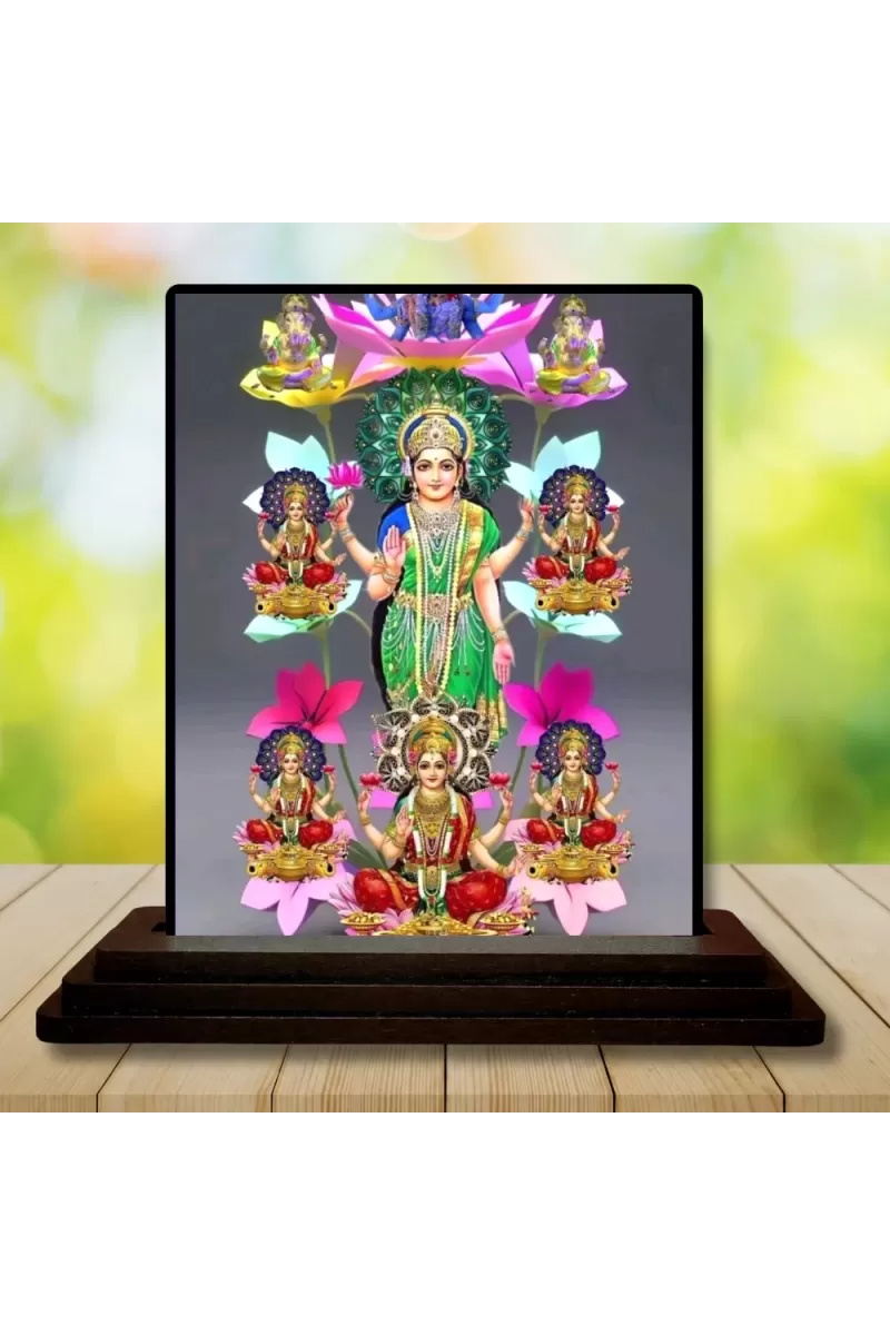 Car Dashboard Lakshmi Wooden Photo Stand  3x4 Inches, Compact & Stylish Spiritual Display For Car, Home & Office (Pack Of 1) (F49715)