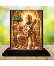 Car Dashboard Hanuman Wooden Photo Stand  3x4 Inches, Compact & Stylish Spiritual Display For Car, Home & Office (Pack Of 1) (F49722)