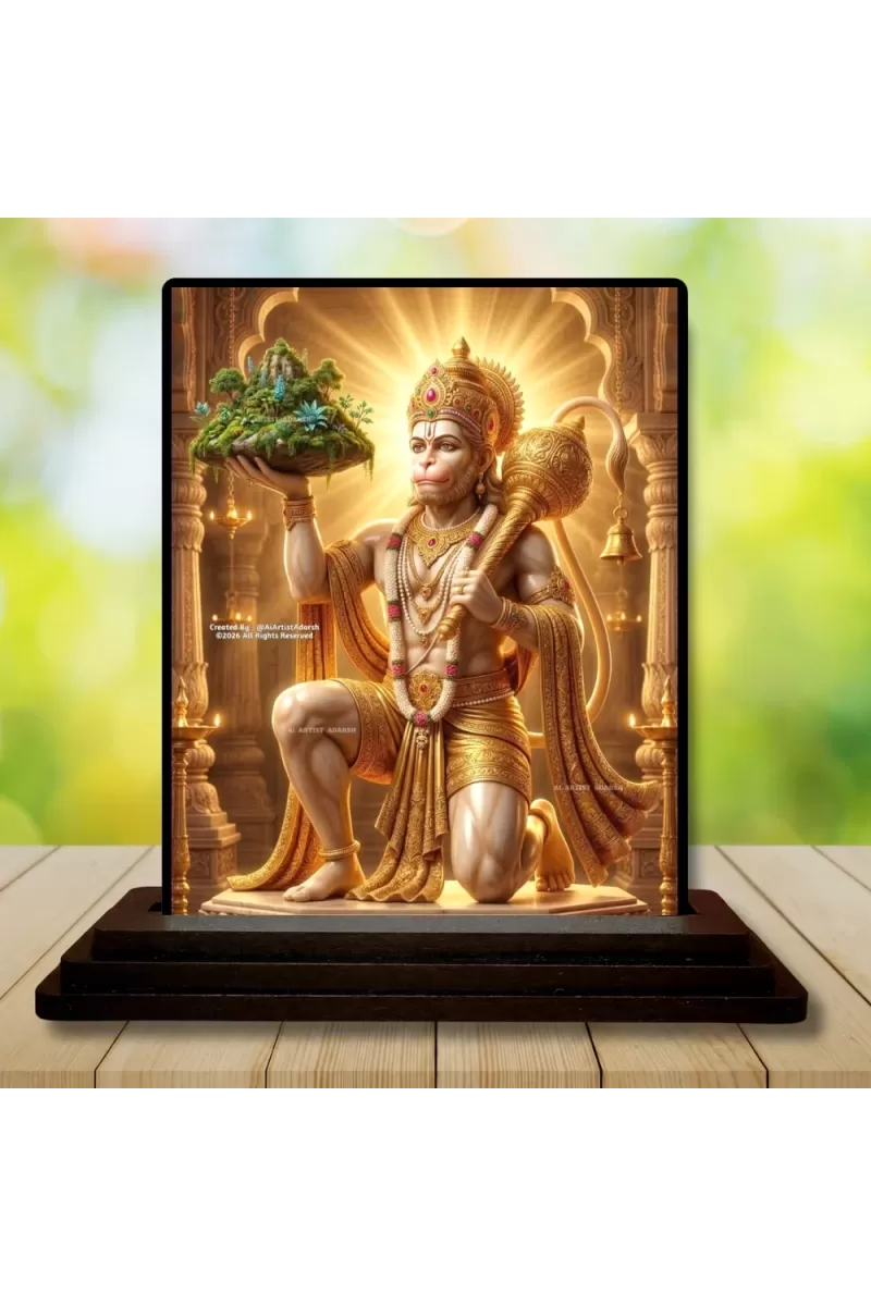 Car Dashboard Hanuman Wooden Photo Stand  3x4 Inches, Compact & Stylish Spiritual Display For Car, Home & Office (Pack Of 1) (F49722)