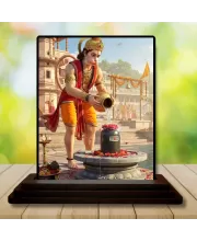 Car Dashboard Hanuman Wooden Photo Stand  3x4 Inches, Compact & Stylish Spiritual Display For Car, Home & Office (Pack Of 1) (F49724)