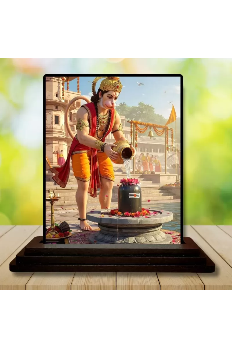 Car Dashboard Hanuman Wooden Photo Stand  3x4 Inches, Compact & Stylish Spiritual Display For Car, Home & Office (Pack Of 1) (F49724)