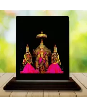 Car Dashboard Meenakshi Wooden Photo Stand  3x4 Inches, Compact & Stylish Spiritual Display For Car, Home & Office (Pack Of 1) (F49725)