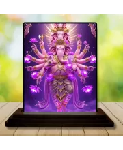 Car Dashboard Ganesha Wooden Photo Stand  3x4 Inches, Compact & Stylish Spiritual Display For Car, Home & Office (Pack Of 1) (F49726)