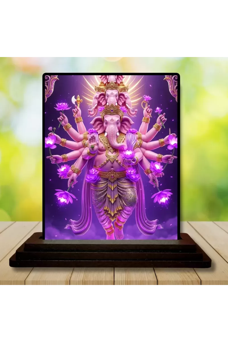 Car Dashboard Ganesha Wooden Photo Stand  3x4 Inches, Compact & Stylish Spiritual Display For Car, Home & Office (Pack Of 1) (F49726)