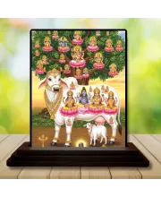 Car Dashboard Kamadhenu Wooden Photo Stand  3x4 Inches, Compact & Stylish Spiritual Display For Car, Home & Office (Pack Of 1) (F49728)