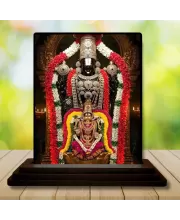 Car Dashboard Lord Tirupati And Mata Lakshmi Wooden Photo Stand  3x4 Inches, Compact & Stylish Spiritual Display For Car, Home & Office (Pack Of 1) (F49731)