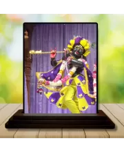 Car Dashboard Krishna Wooden Photo Stand  3x4 Inches, Compact & Stylish Spiritual Display For Car, Home & Office (Pack Of 1) (F49732)