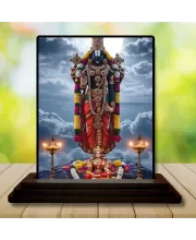 Car Dashboard Lord Tirupati Wooden Photo Stand  3x4 Inches, Compact & Stylish Spiritual Display For Car, Home & Office (Pack Of 1) (F49734)