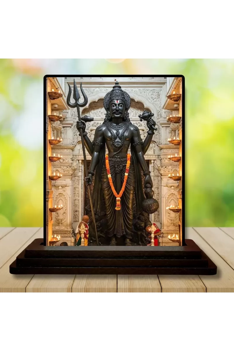 Car Dashboard Shiva Wooden Photo Stand  3x4 Inches, Compact & Stylish Spiritual Display For Car, Home & Office (Pack Of 1) (F49736)