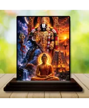 Car Dashboard Shiva Wooden Photo Stand  3x4 Inches, Compact & Stylish Spiritual Display For Car, Home & Office (Pack Of 1) (F49738)
