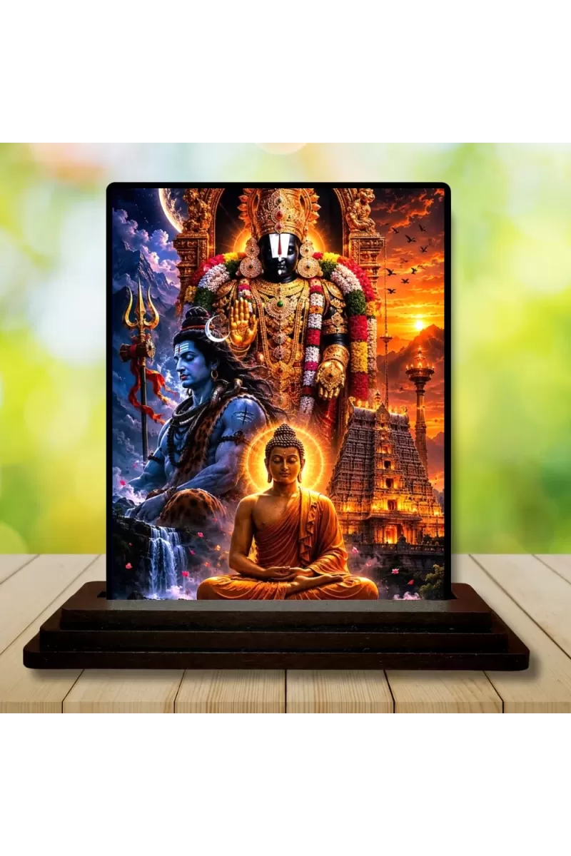 Car Dashboard Shiva Wooden Photo Stand  3x4 Inches, Compact & Stylish Spiritual Display For Car, Home & Office (Pack Of 1) (F49738)
