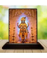 Car Dashboard Vishnu Wooden Photo Stand  3x4 Inches, Compact & Stylish Spiritual Display For Car, Home & Office (Pack Of 1) (F49739)