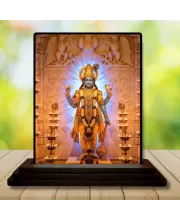 Car Dashboard Vishnu Wooden Photo Stand  3x4 Inches, Compact & Stylish Spiritual Display For Car, Home & Office (Pack Of 1) (F49740)